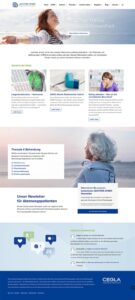 Homepage der Website mit Gesundheitsthemen, Blogbeiträgen und Newsletter-Anmeldung zu COPD und Atemtherapie.