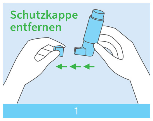 dosieraerosol anwendung schritt 1